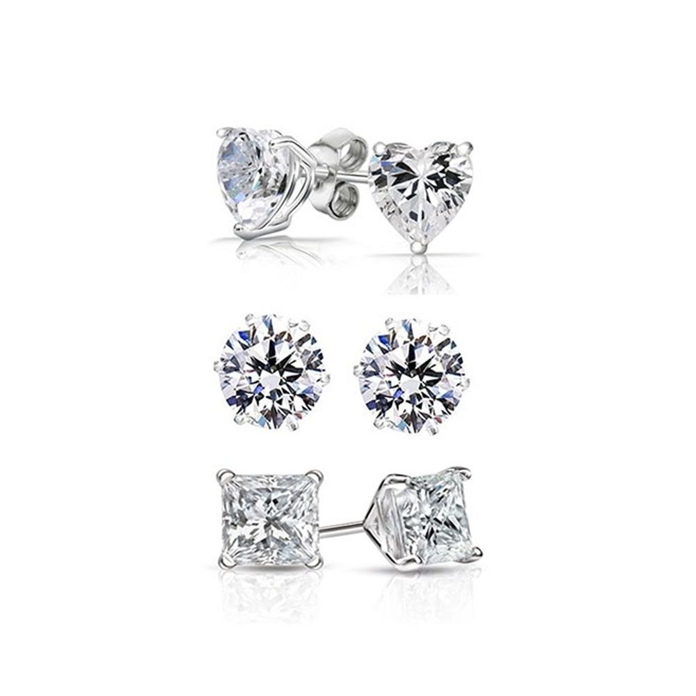 Sterling Silver Earring Set W/ Swarovski Crystals